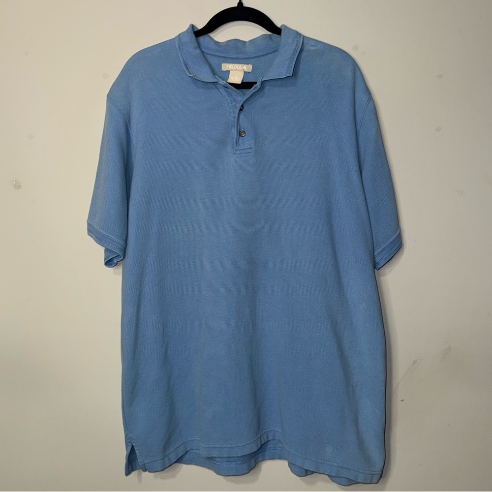 Fieldgear Mens Short Sleeve Polo Shirt Light Blue 100% Cotton Size Medium